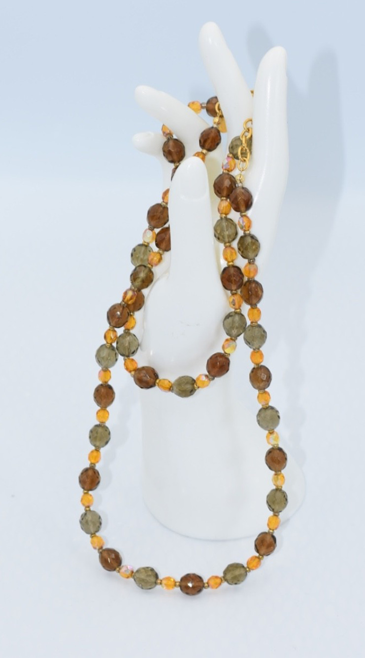 Joan Rivers 36" Long Topaz Aurora Borealis Czech Glass Beaded Statement Necklace